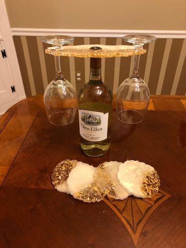 Custom Order Wine Holder Bundle – 2 Glasses & 4 Coasters DesignZ by CT 