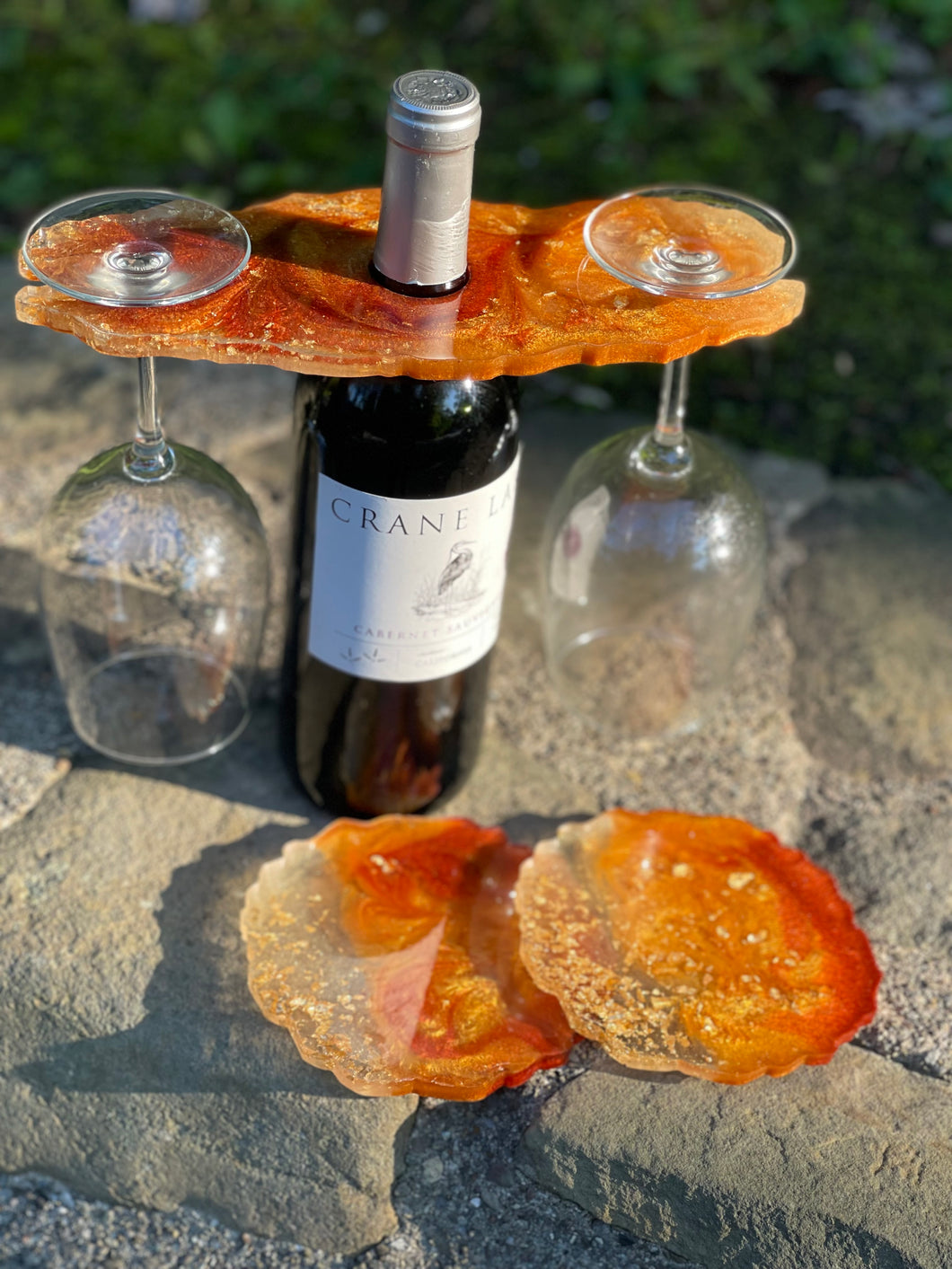Custom Order Wine Holder Bundle - 2 Glasses & 2 Coasters DesignZ by CT 